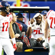 Laremy Tunsil, No. 78 of the Ole Miss Rebels, is carted off the field after being injured in the second quarter against the Texas Christian University Horned Frogs during the Chick-fil-A Peach Bowl at Georgia Dome Dec. 31, 2014, in Atlanta.
Streeter Lecka/Getty Images